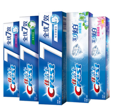 Crest 佳潔士 3D炫白+全優7效牙膏套裝600g（120g*5支）贈帆布袋+工牌