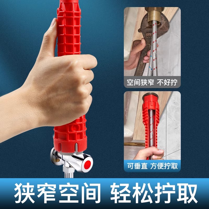 壹品印象 HNGJ03004-3 廚房水槽多功能扳手神器 八合一萬能擰松器 軍綠色 天藍色 巧克力色