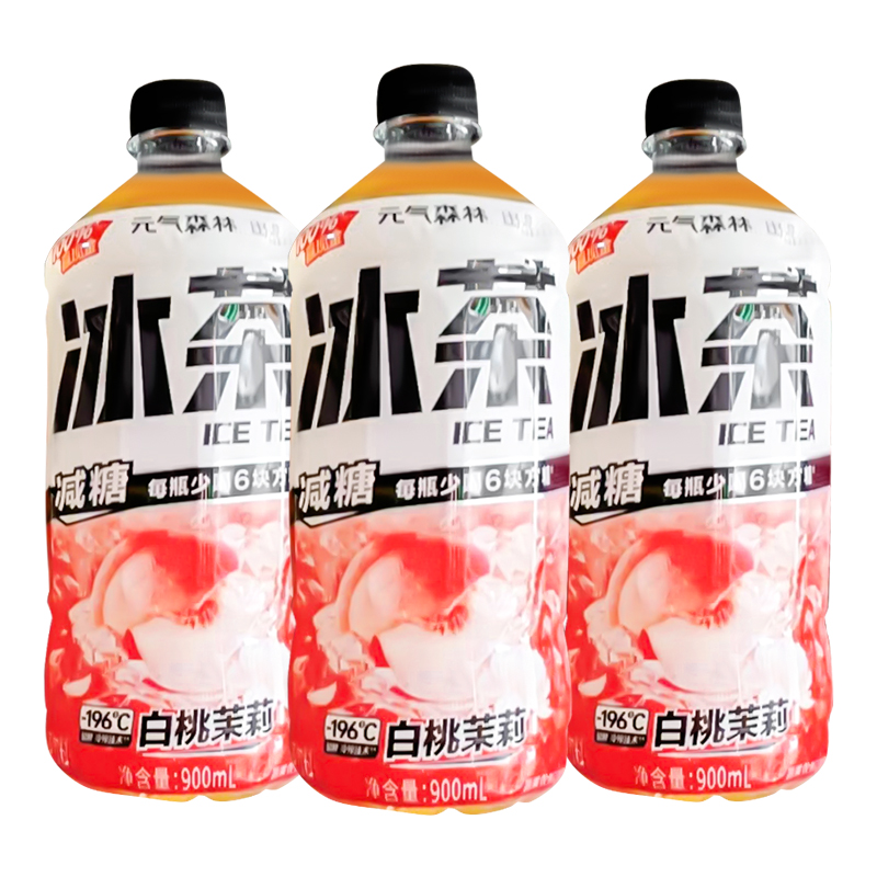 元氣森林 Genki Forest 元氣森林 冰茶檸檬紅茶葡萄柚綠茶 900ml*3瓶