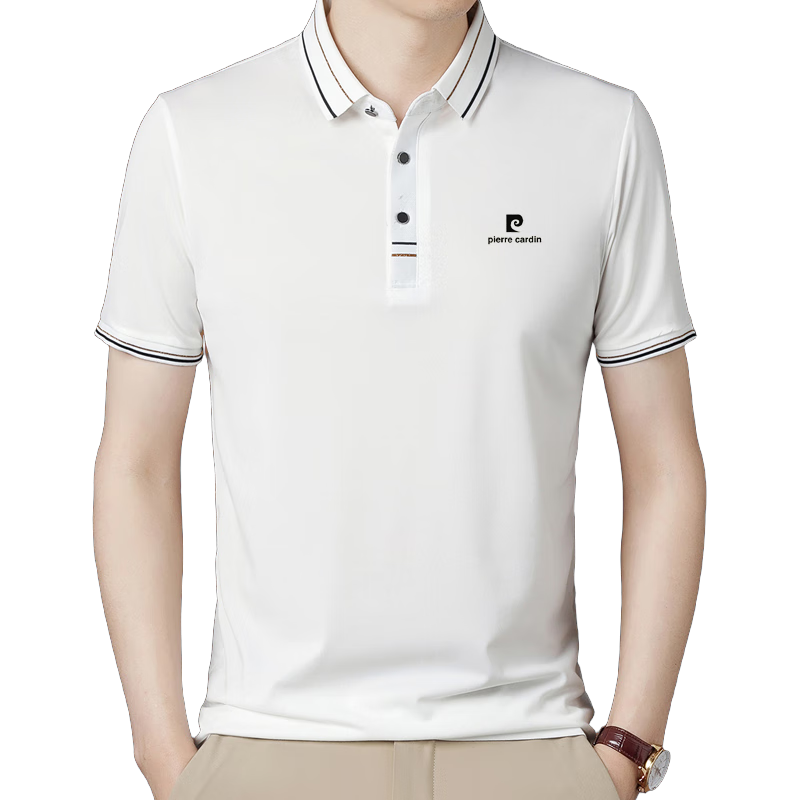 皮爾卡丹（pierre cardin）短袖t恤男夏季商務polo打底衫上衣男寬松透氣衣服男裝 白色 XL