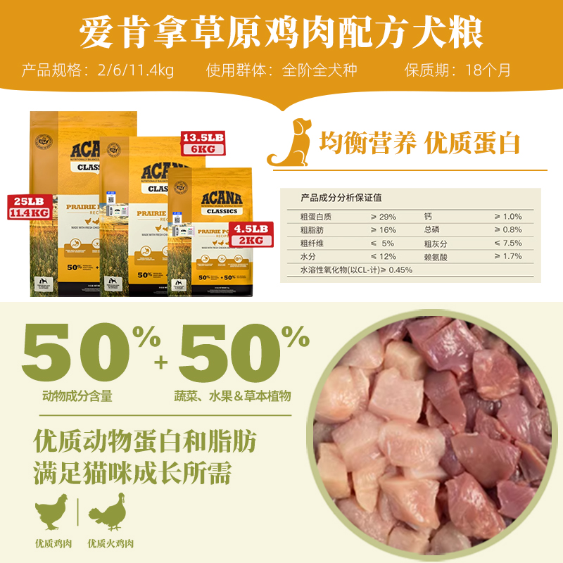 88VIP會員：ACANA 愛肯拿 犬糧無谷低敏清火成幼犬糧全階段狗糧11.4kg