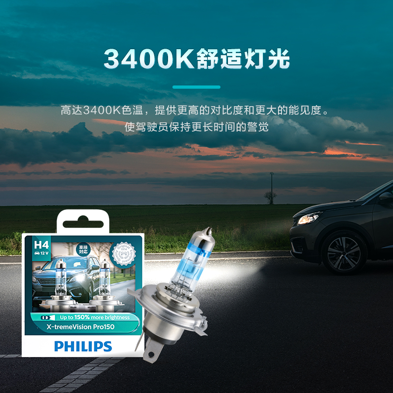 PHILIPS 飛利浦 夜勁光H7、H4、H1 遠近光汽車大燈