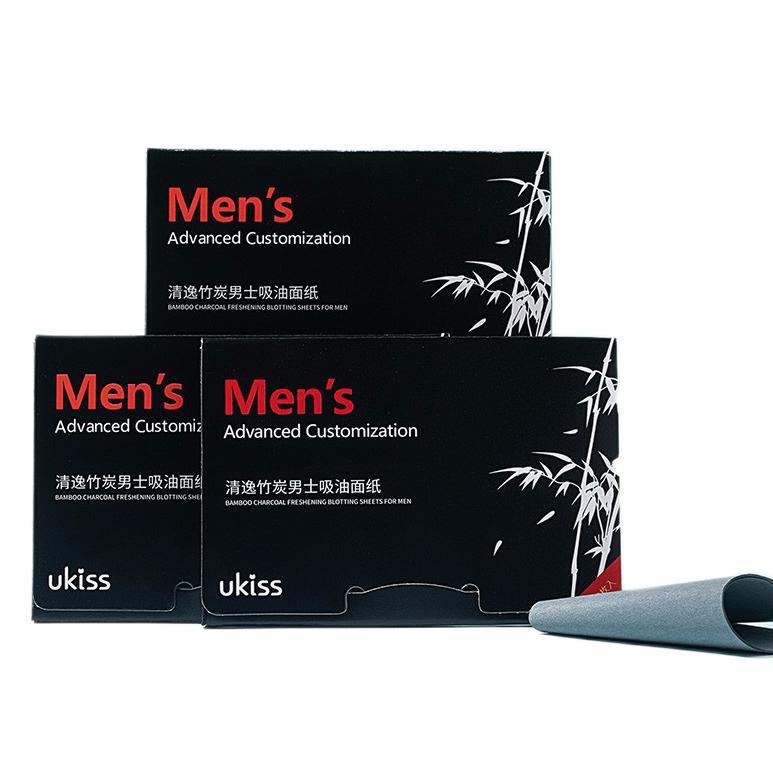 ukiss 悠珂思 面部吸油紙竹炭男士100片*3 清爽臉部去油光控油清潔定補妝便攜