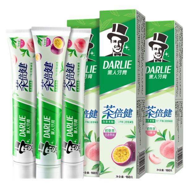 DARLIE 好來 原黑人)茶倍健果味牙膏清新口氣護齦潔白凈齒煥白3支共480g