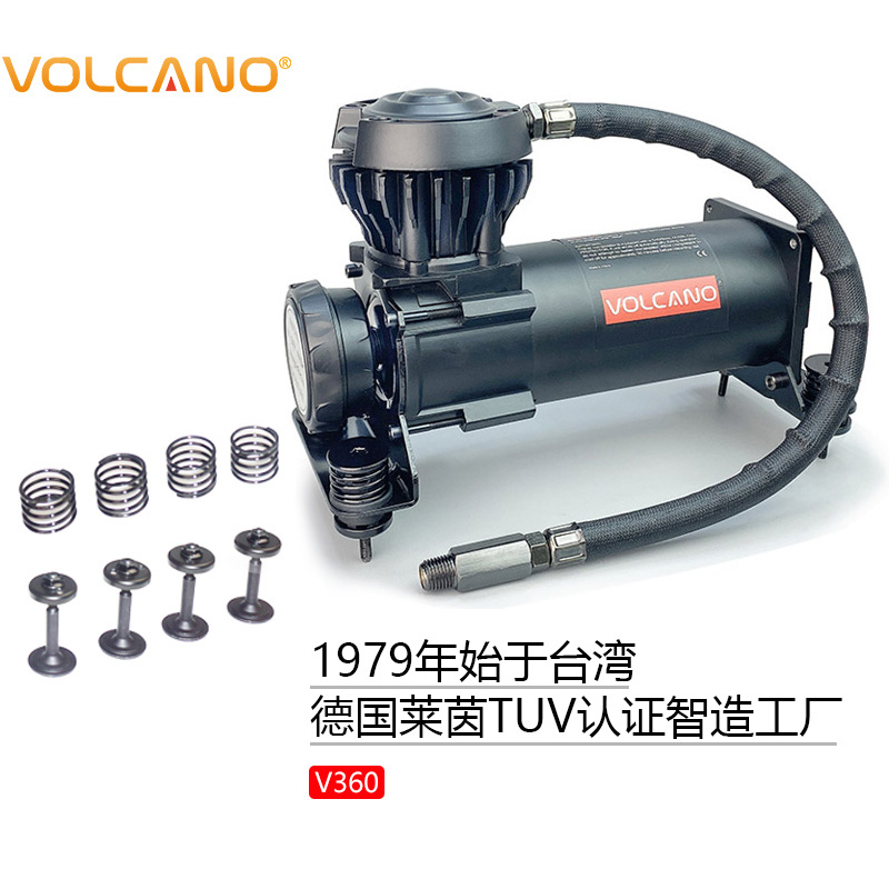 VOLCANO 風(fēng)勁霸 12V低分貝降噪空壓機(jī)打氣機(jī)充氣泵空氣懸架自動(dòng)無(wú)人駕駛氣動(dòng)執(zhí)行V360 型號(hào)(V360) 12V空壓機(jī)