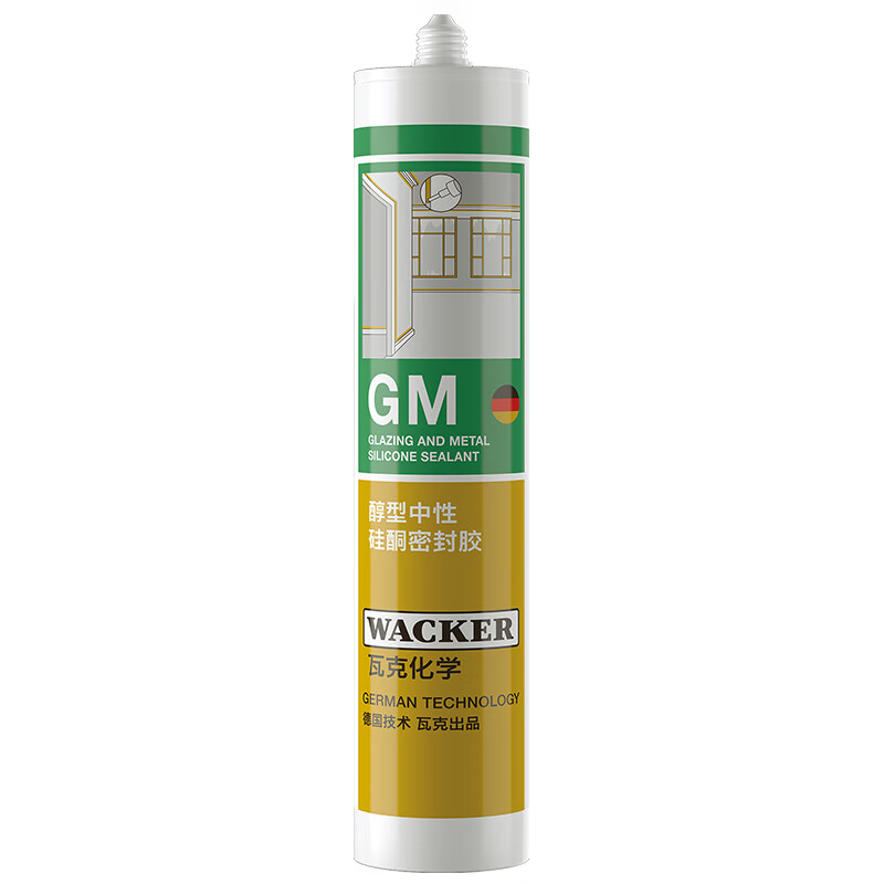 WACKER 瓦克 德國瓦克WACKER 玻璃膠GM門窗 瓷白中性硅酮耐候密封膠 白色300ML