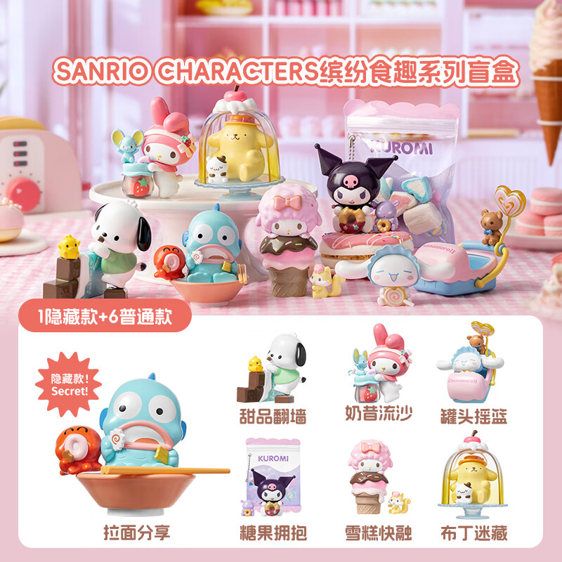 MINISO 名創優品 Sanrio characters三麗鷗繽紛食趣系列盲盒可愛玩具 單盒（不）
