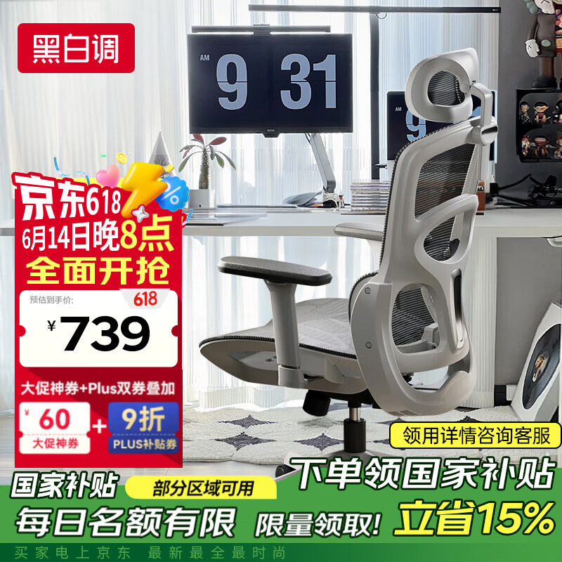 黑白調 P2pro+人體工學椅 電腦椅