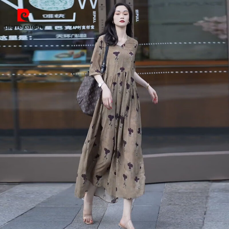 皮爾卡丹桑蠶絲連衣裙