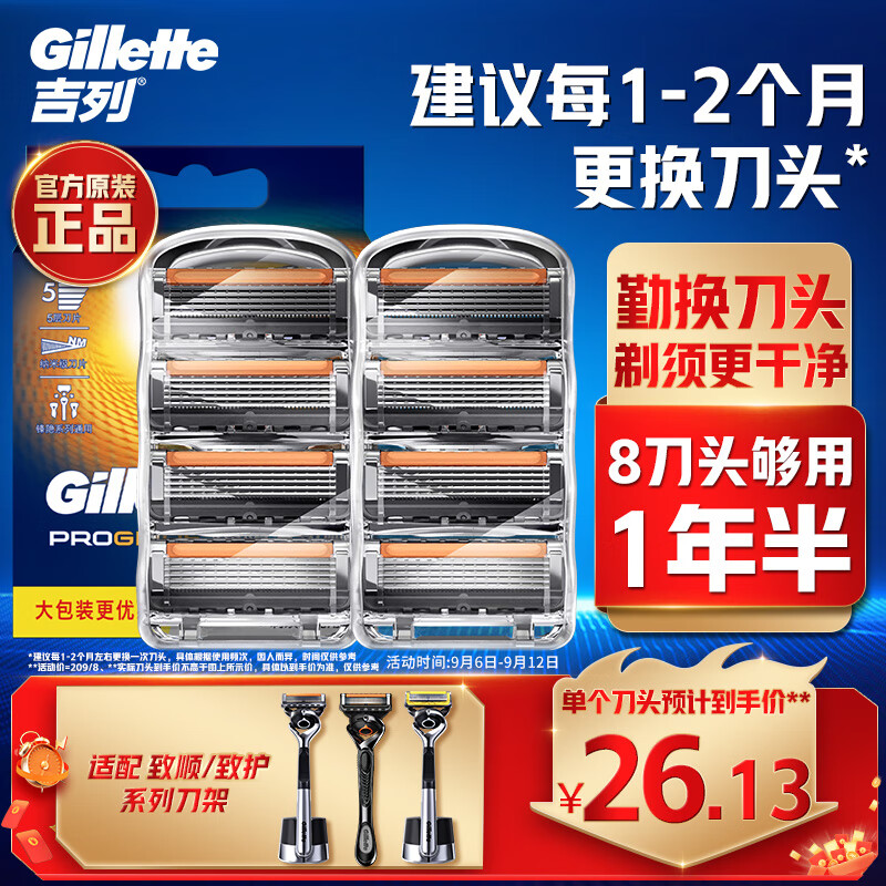 Gillette 吉列 鋒隱致順刀頭 8刀頭