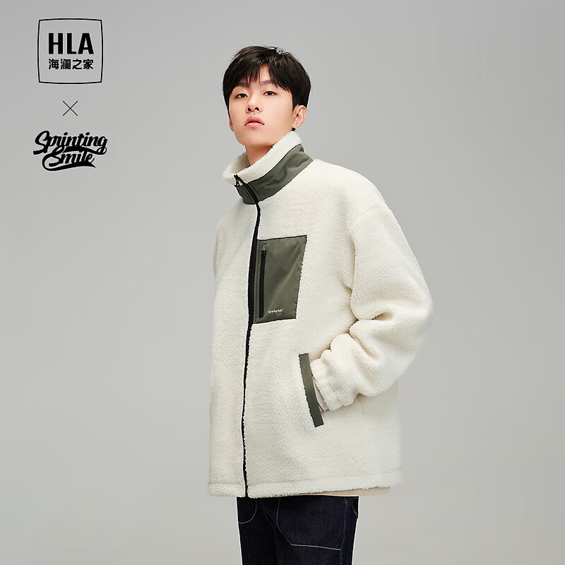 plus會員：HLA海瀾之家 男士 搖粒絨加厚外套