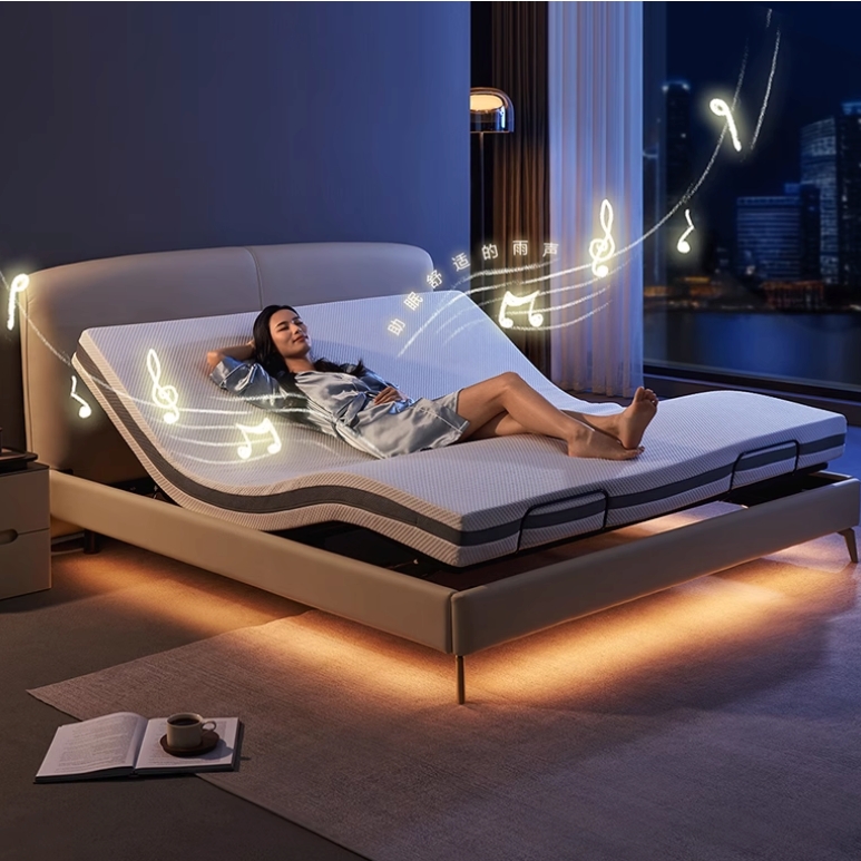 國家補貼：8H 【新品】 智能科技按摩電動床 音樂懸浮 可升降 雙人主臥床家具