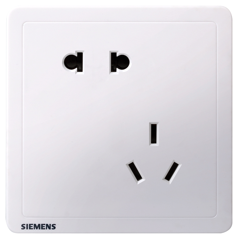 西門子 SIEMENS 致典系列雅白 開關插座面板電源墻壁插座 家用墻壁暗裝86型 斜五孔插座