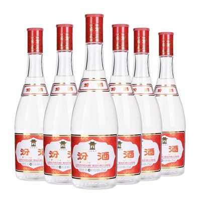 山西汾酒杏花村酒紅蓋汾酒42度玻汾475mL*6瓶清香型國產白酒