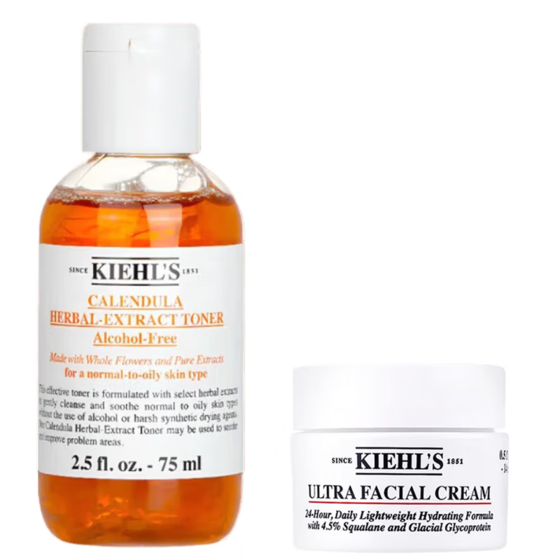 Kiehl's 科顏氏 高保濕面霜14ml+金盞花水75ml補水控油保濕護膚品