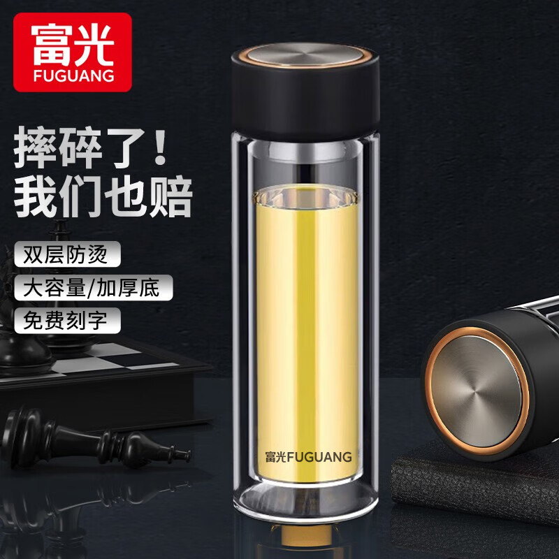 富光 雙層玻璃水杯 420ml