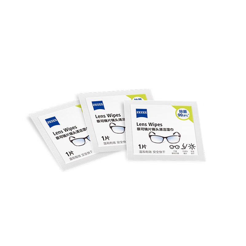 PLUS會員、需試用：蔡司（ZEISS）鏡片清潔濕巾 6片裝
