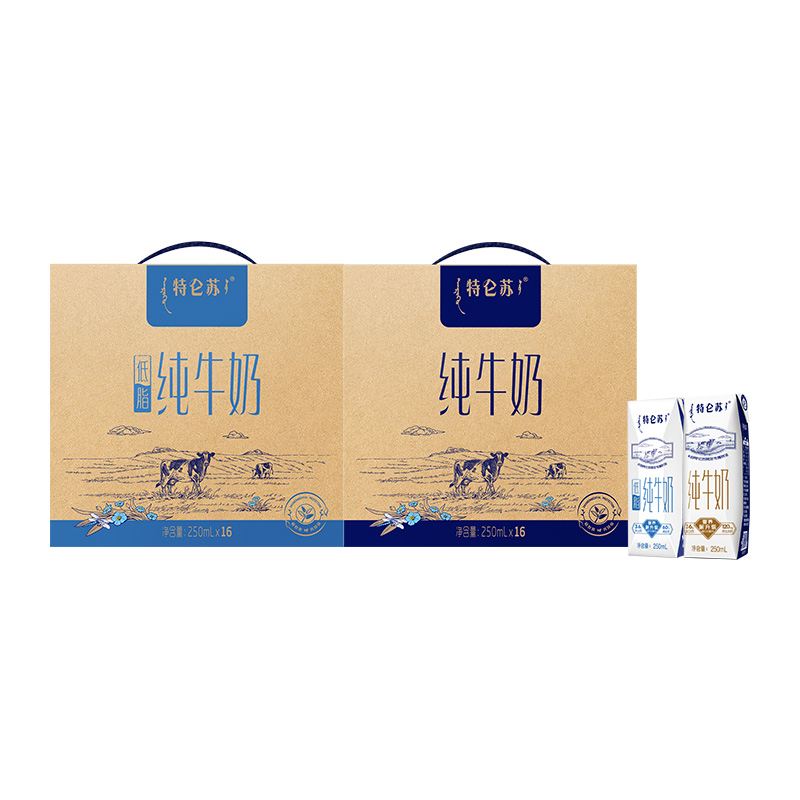 88VIP會(huì)員：特侖蘇 純牛奶250ml*16盒+特侖蘇低脂純牛奶250ml×16盒