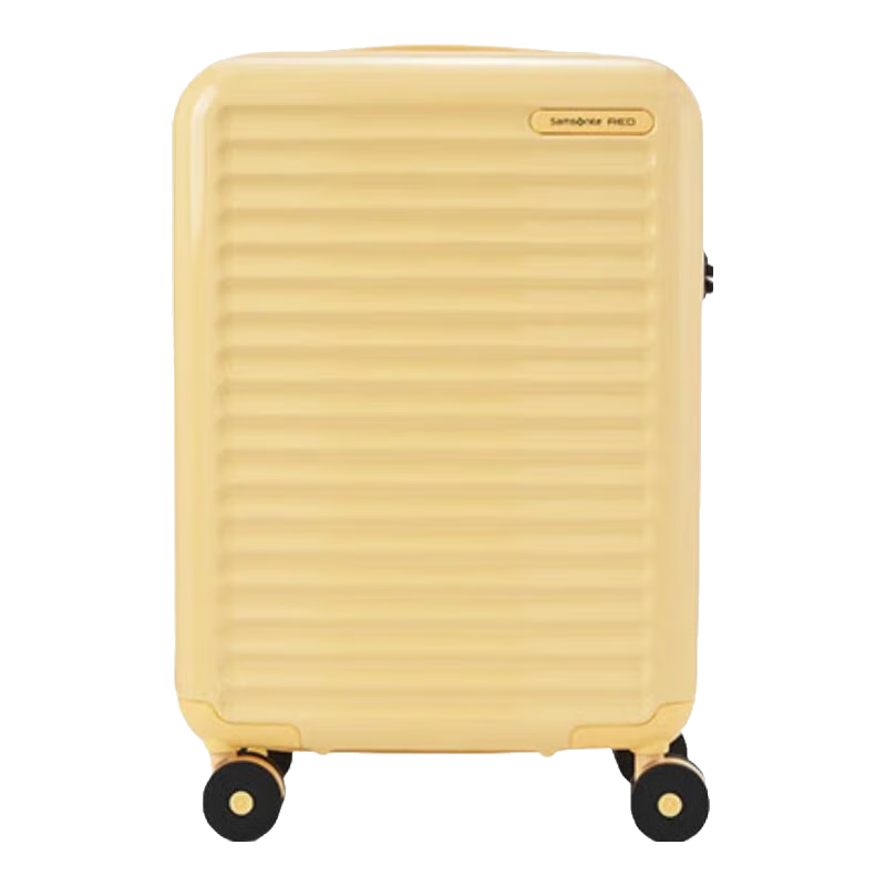 限地區、國補、PLUS：新秀麗（Samsonite）行李箱拉桿箱 女新款輕便登機旅行箱贈半透明箱套QV6 亮黃色 20英寸 適合1周內短途旅行