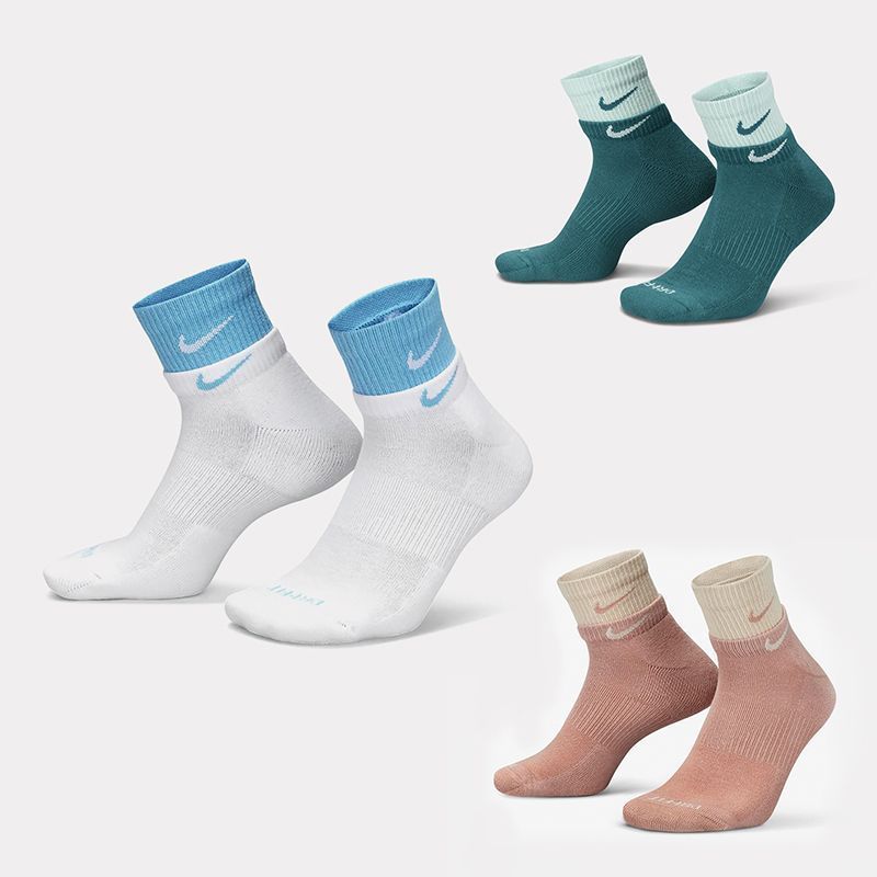 NIKE 耐克 新款男女透氣拼接疊層舒適休閑中筒運(yùn)動(dòng)襪DD2795-302-609