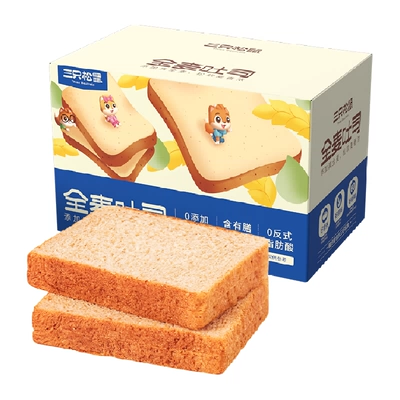 再降價(jià)、88VIP：三只松鼠 全麥營(yíng)養(yǎng)早餐面包 1kg