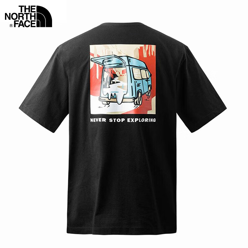 THE NORTH FACE 北面 T恤款春夏透氣汽車印花圓領(lǐng)短袖88BS JK3/黑色 XS
