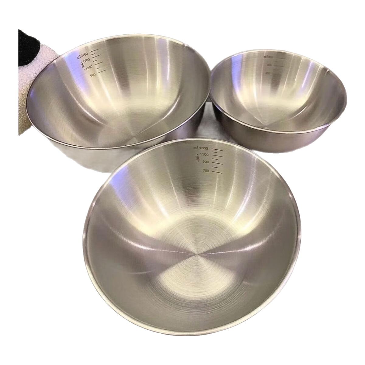 不銹鋼沙拉盆子調(diào)料盆 17cm -19-22cm 三件套