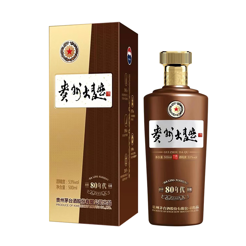 茅臺（MOUTAI） 貴州大曲酒 大曲80年代 醬香型白酒 53度 500ml 單瓶裝 53度 500mL 1瓶