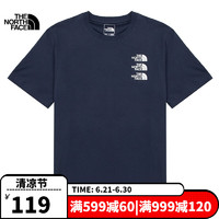 THE NORTH FACE 北面 t恤短袖男裝女裝春夏上衣運動戶外舒適透氣圓領半袖 8K2/藏青色 XS/160