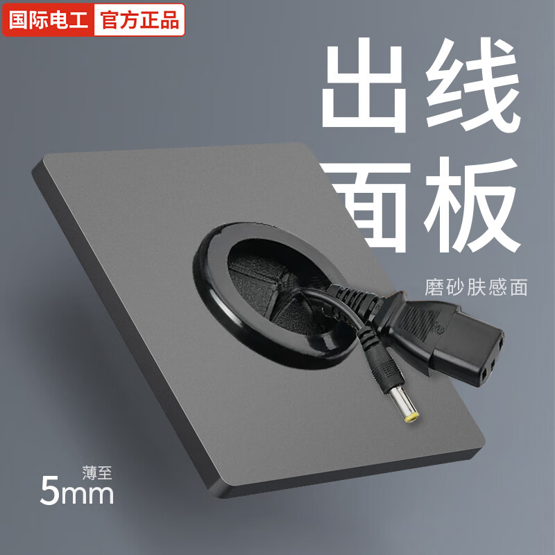 fdd 國際電工 開關插座面板家用墻壁86型暗裝一開5五孔雙控空調超薄灰色開關 出線孔面板