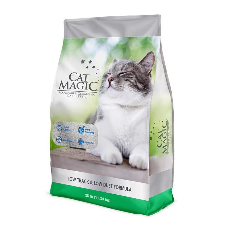 CAT MAGIC 喵潔客 膨潤(rùn)土貓砂 新品銀標(biāo)-低塵健康-大顆粒 25磅