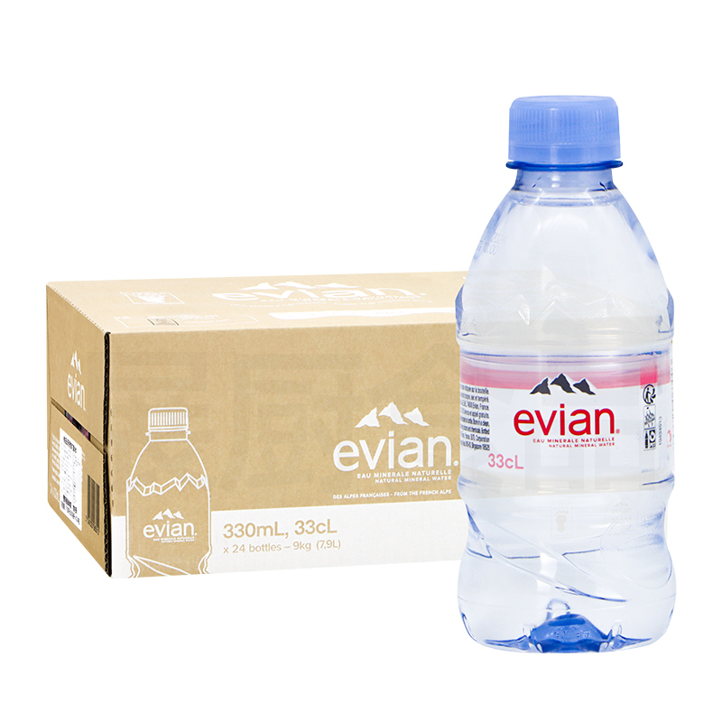 evian 法國原裝進(jìn)口Evian依云礦泉水330ml24瓶天然飲用水弱堿全國包郵