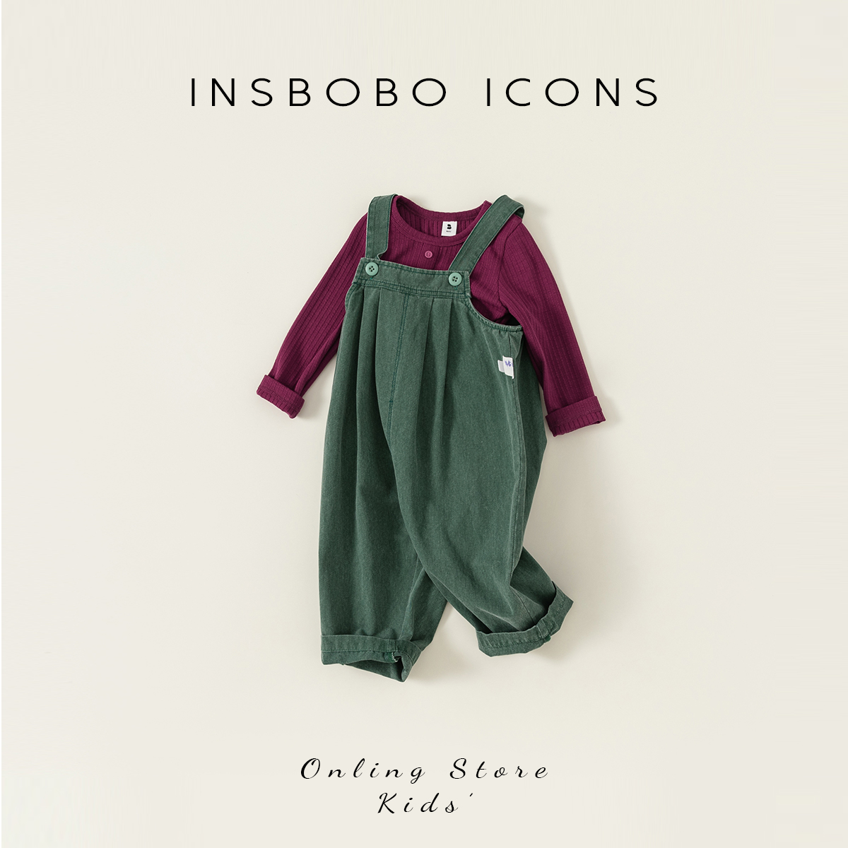 insbobo 女童夏裝套裝童裝女洋氣時髦套裝夏裝2024背帶褲兩件套兒童潮