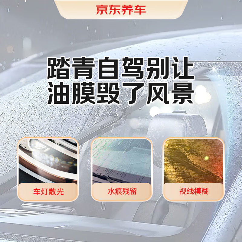 京東養(yǎng)車 前擋玻璃+后視鏡去油膜服務（含材料） 到店服務有效期60天