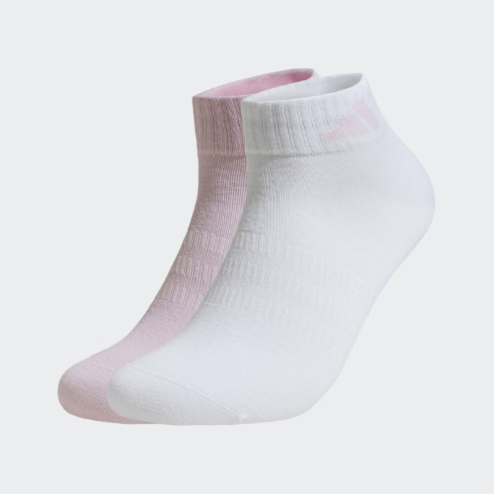 adidas兩雙裝舒適襪子女子阿迪達(dá)斯官方JX5048 清澈粉/白