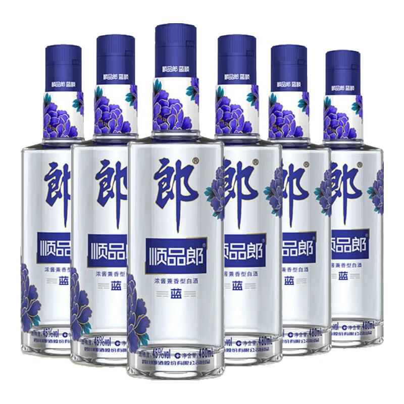 plus會員:郎酒順品郎藍順 濃醬兼香型光瓶白酒 45度 480mL 6瓶