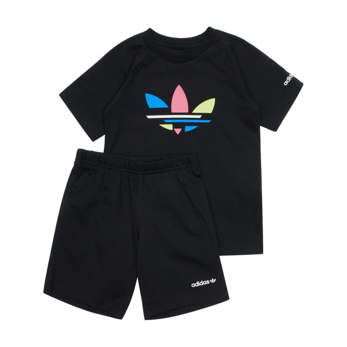 adidas 阿迪達斯 棉質舒適柔軟親膚透氣男小童短袖套裝夏裝童裝大LOGO套裝