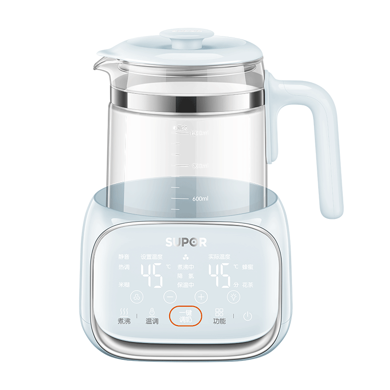 蘇泊爾（SUPOR）恒溫水壺嬰兒調奶器寶寶家用玻璃純鈦熱燒水壺泡奶粉機 BW08T