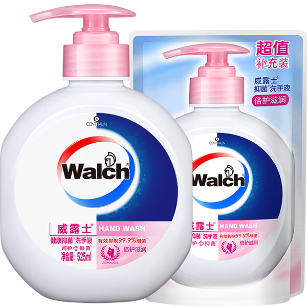 威露士（Walch）健康抑菌洗手液525ml 250ml補(bǔ)充裝 倍護(hù)滋潤(rùn)兒童消毒抑菌家庭裝