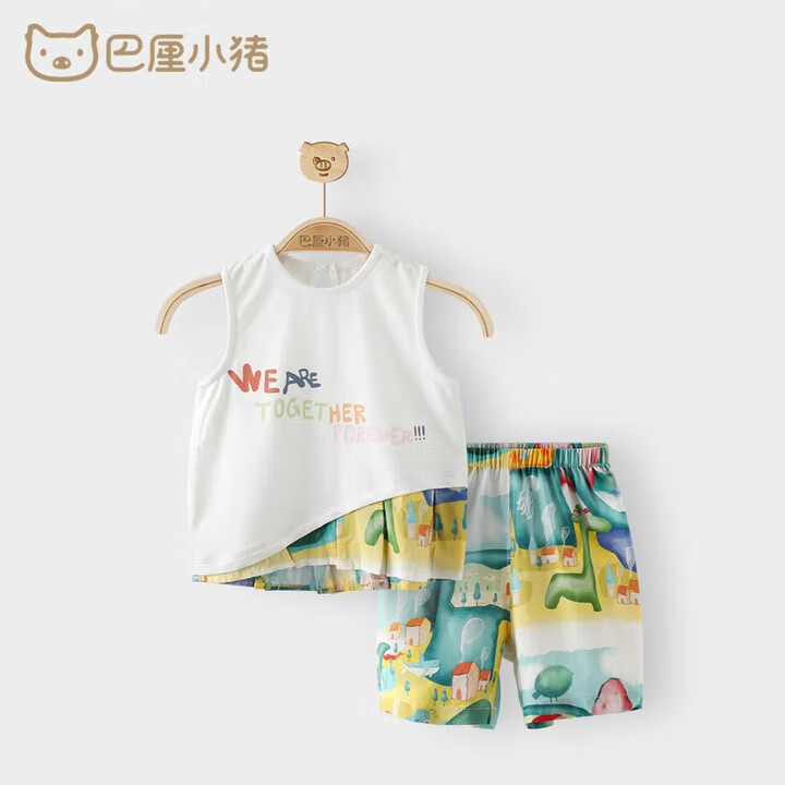 巴厘小豬 BALIPIG 親子裝一家三四口夏裝父母子女全家福夏季寶寶套裝 夏日樂悠悠（背心套裝） 90 cm