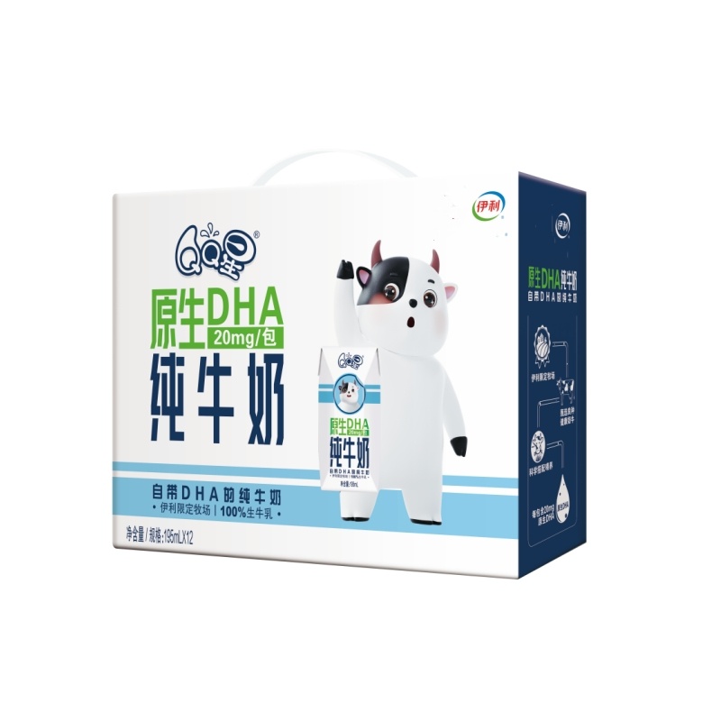 伊利 QQ星原生DHA純牛奶195ml*12盒