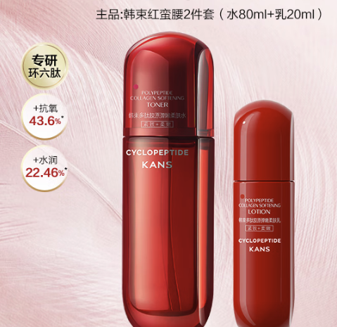 韓束 紅蠻腰多肽膠原 抗皺緊致 水80ml+乳20ml