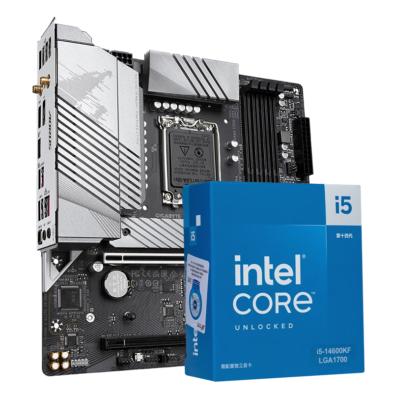 技嘉英特爾14代i5 主板CPU套裝 板u套裝 主板套裝 B760M A ELITE AX D4小雕wifi i5 14600KF【14核20線程無核顯】