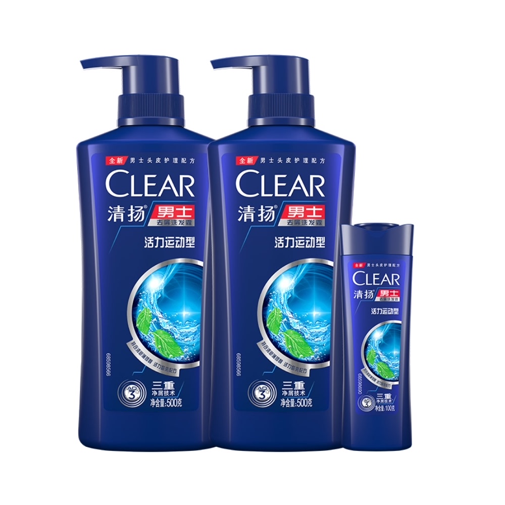 CLEAR 清揚 男士去屑活力運動即刻止癢冰感舒爽薄荷洗發水500g*2 100g