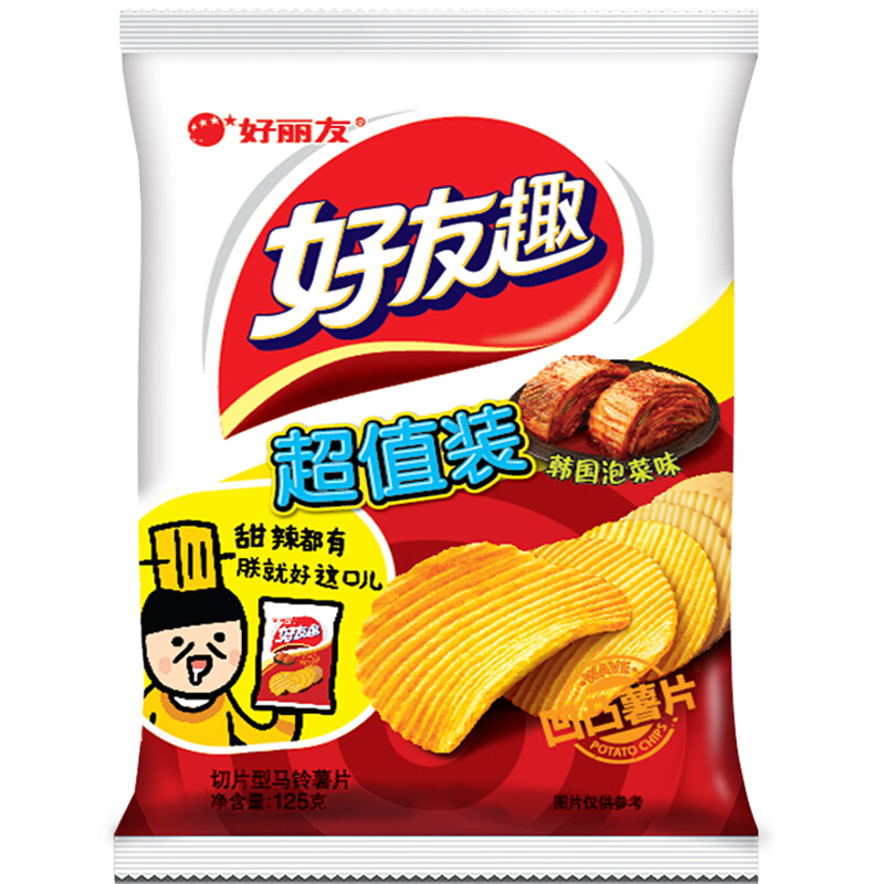 88VIP會(huì)員：Orion 好麗友 好友趣韓國(guó)泡菜味袋膨化休閑零食兒童出游薯片小吃125g