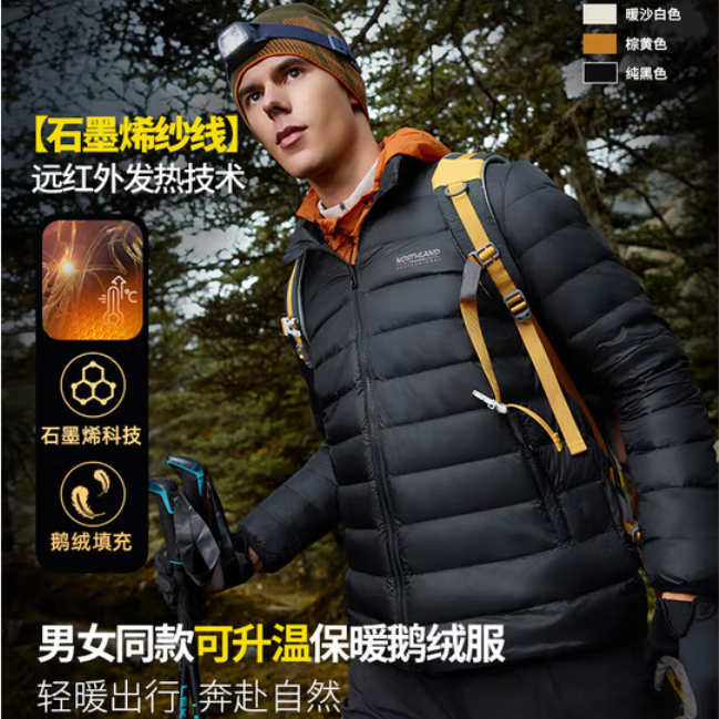 諾詩蘭 戶外三防輕薄鵝絨服沖鋒衣內膽 石墨烯科技