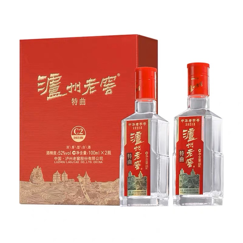 88VIP會員：瀘州老窖 特曲小酒52度100ml濃香型白酒 小酒版 100mL 2瓶 禮盒