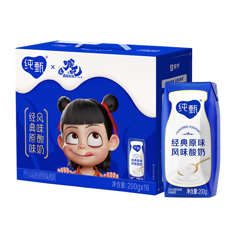 純甄 巴氏殺菌熱處理經(jīng)典原味風(fēng)味酸牛乳200g×16包（哪吒裝）