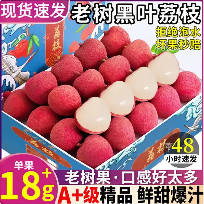 翠鮮令廣東桂味荔枝 新鮮荔枝 爆汁爆甜 源頭直發冷鏈包郵 黑葉荔枝凈重4.5斤 荔枝