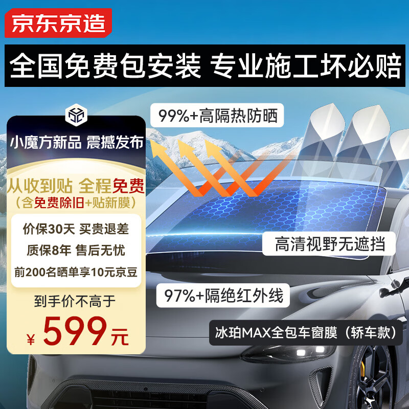 京東京造 全車玻璃窗貼膜(轎車款-深色)車衣整車防曬隔熱防爆太陽保護隱私遮擋紫紅外線清晰透光汽車玻璃膜